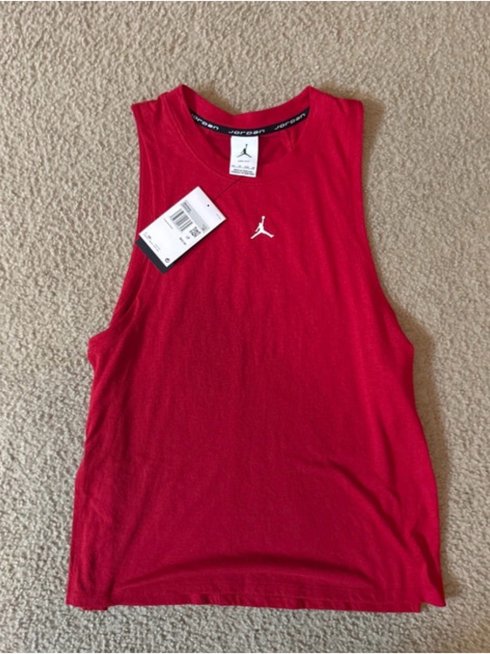 Nike Red Women's Muscle Tee with White Jumpman Logo